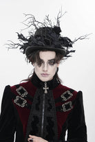 Black Men's Gothic Rose Leaf Branch Hat