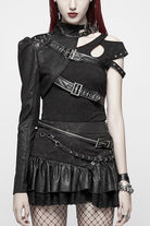 Women's Stand Collar Rivet Buckle Steampunk One-Arm Jacket 2 Colors