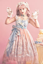 Pink [Cloud Paradise] Print Ruffle Embroidery Bowknot Lace Sweet Lolita Jsk Dress