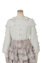 [Fluffy Heart] Boat Neck Long Sleeves Bow Jirai Kei Elegant Knitwear