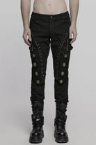 Black Buckle Skull Men's Punk Pants
