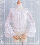 Kawaii Lolita Blouse Long Sleeve Halter Neckline Chiffon Blouse