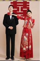 Red Chinese Wedding Bridal Qun kwa| Peacock
