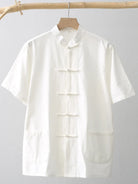Men's Cotton Short Sleeve Retro Chinese Tang Kung Fu Shirt
