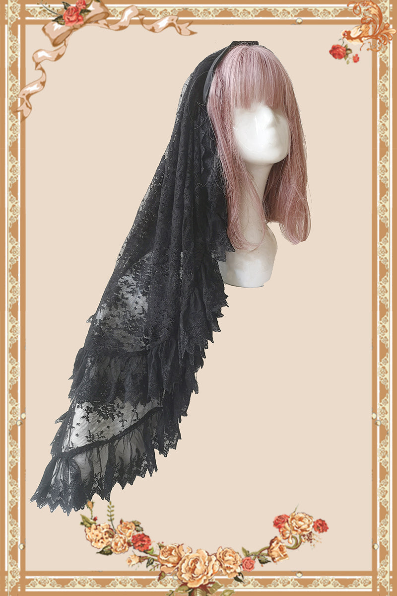 Gothic Lolita Vail Double-layer Lace Headdress