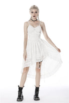White Floral Lace Lace-Up Women's Steampunk Slip Cocktail Dress