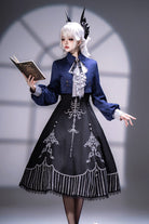 Black Printed Embroidered Gothic Vintage Elegant Lolita Jsk Dress Set