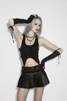 Black Cut-Out Strappy Women's Gothic Cool Vest
