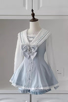 Sweet Long Sleeves Print Bowknot Jirai Kei Japanese Dress Set 3 Colors