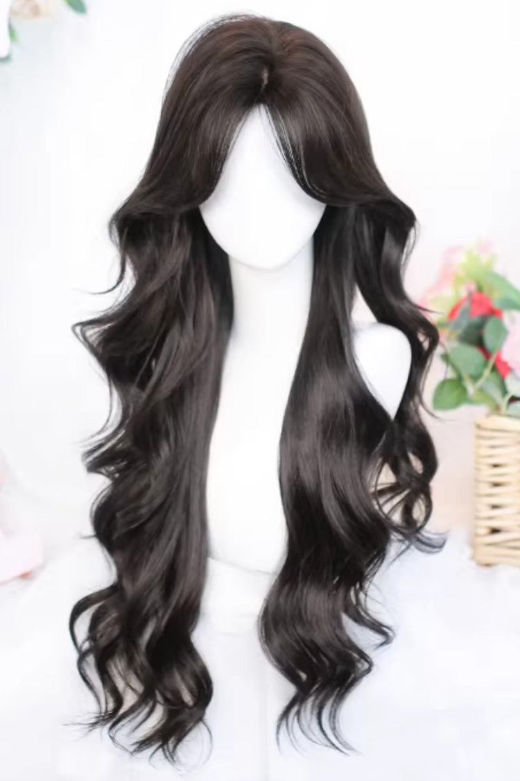 Black Tea Brown Big Wavy Long Hair Versatile Sweet Lolita Wig