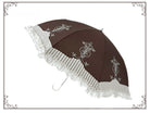 Lyre Academy - Classic Lolita 2-Fold Parasol, Lyre Print & Embroidered Trim