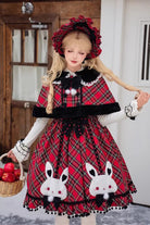 Red [Witch Gargamel] Square Collar Sleeveless Printed Ruffled Bow Lace-Up Gothic Lolita Jsk Dress