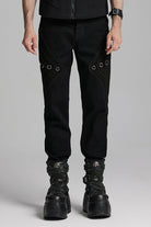 Black Men's Gothic Ring Skull Pants