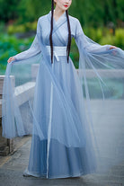 Blue Chinese Style Fairy Airy Sweet Hanfu Dress