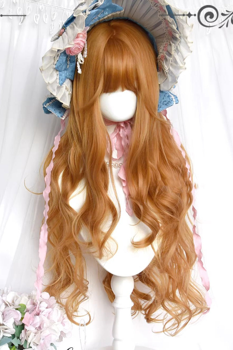 Bright Golden Brown Oil-Painting-Style Vintage Elegant Lolita Long Curly Wig