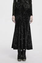 Black High Waisted Lace-Up Women's Gothic Fishtailed Skirt