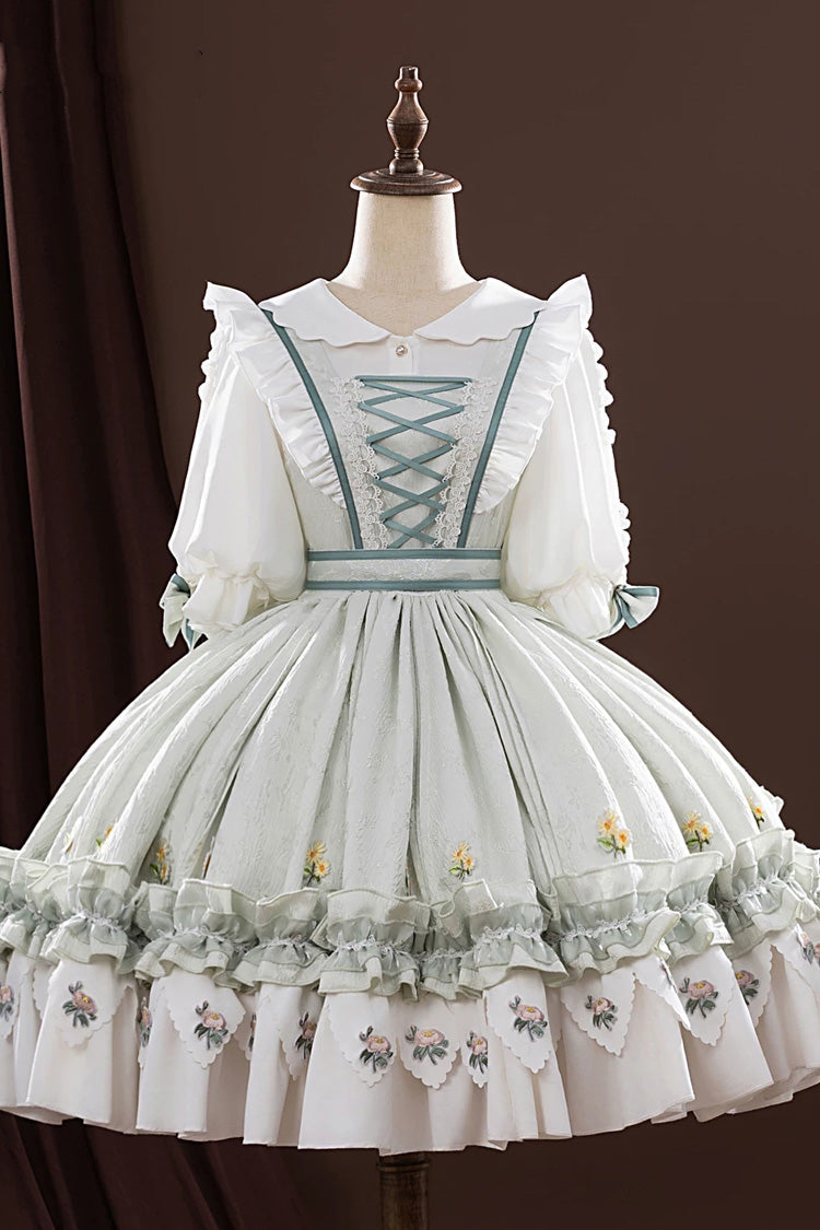 Light Green [Identity V] Gardener Valentine's Day Jacquard Ruffled Lace-Up Classic Cosplay Lolita Dress Set