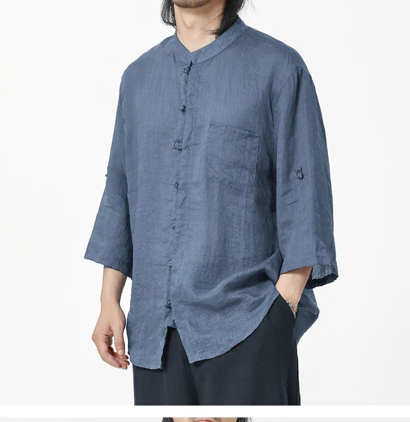Vintage Chinese Style 100% Pure Ramie Tang Shirt