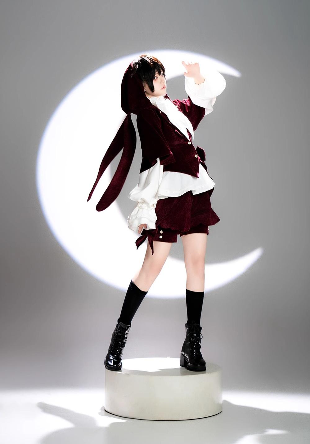 Hunting Rabbit - Vintage Red Ouji Suit With Bunny Ear Hooded Jacket