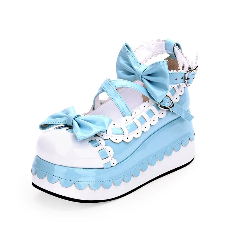 Sweet Bow Round-Toe Princess Lolita Platforms 3 Colors