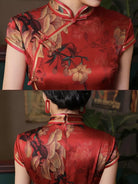 Natural silk, Floral pattern, High-end, long Qipao