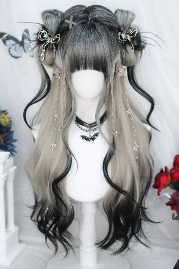 White/Black Gradient Long Curly Classic Sweet Lolita Wig