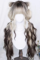 Blonde/Brown Siamese Ombre Wispy Air Bangs Curls Sweet Lolita Long Wig