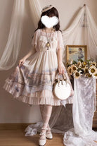 Apricot [Adria] Multi-Layered Printed Irregular Sweet Lolita Jsk Dress