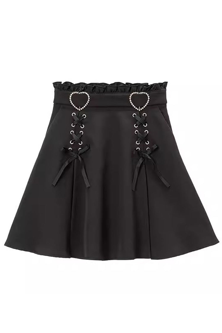 Heart Shape Decoration Bowknot Sweet Jirai Kei Skirt 2 Colors