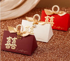 Triangle Gold Foil Double Happiness Favor Boxes(20pcs)
