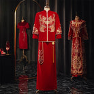 Groom Velvet Dragons Wedding Ma Gua Tang Suit