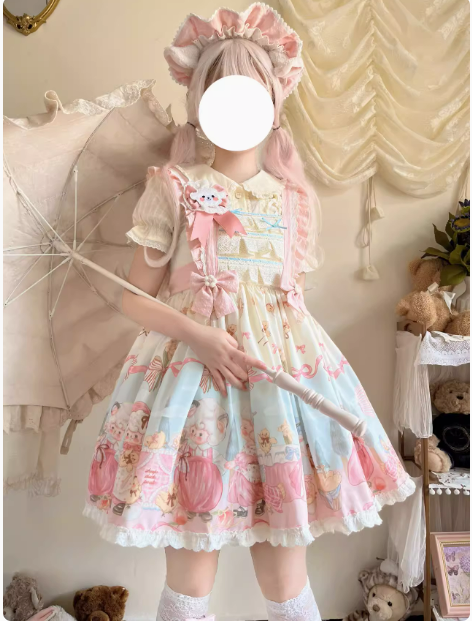 MeowMeow - Sheep Pattern Waltz Princess Lolita JSK Salopette