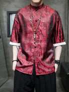 Men's Ice Silk Half-Sleeve Tang Suit Summer Shirt