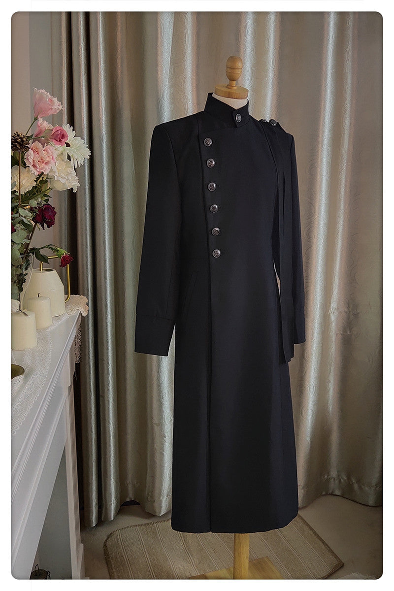 Ringo Story - Customizable Ouji Lolita Black Slim Long Coat