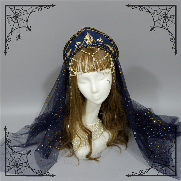 Foxcherry - Retro Lolita Gorgeous Bead Chain Headdress Multicolors