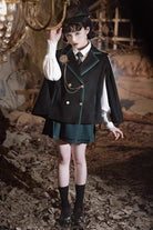 Black/Green Magic Academy Lapel Collar Gothic Vintage College Style Lolita Skirt Full Set