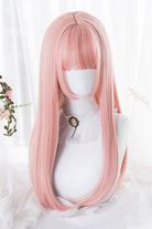 Pink Hime Cut Long Straight Hair Sweet Lolita Wig