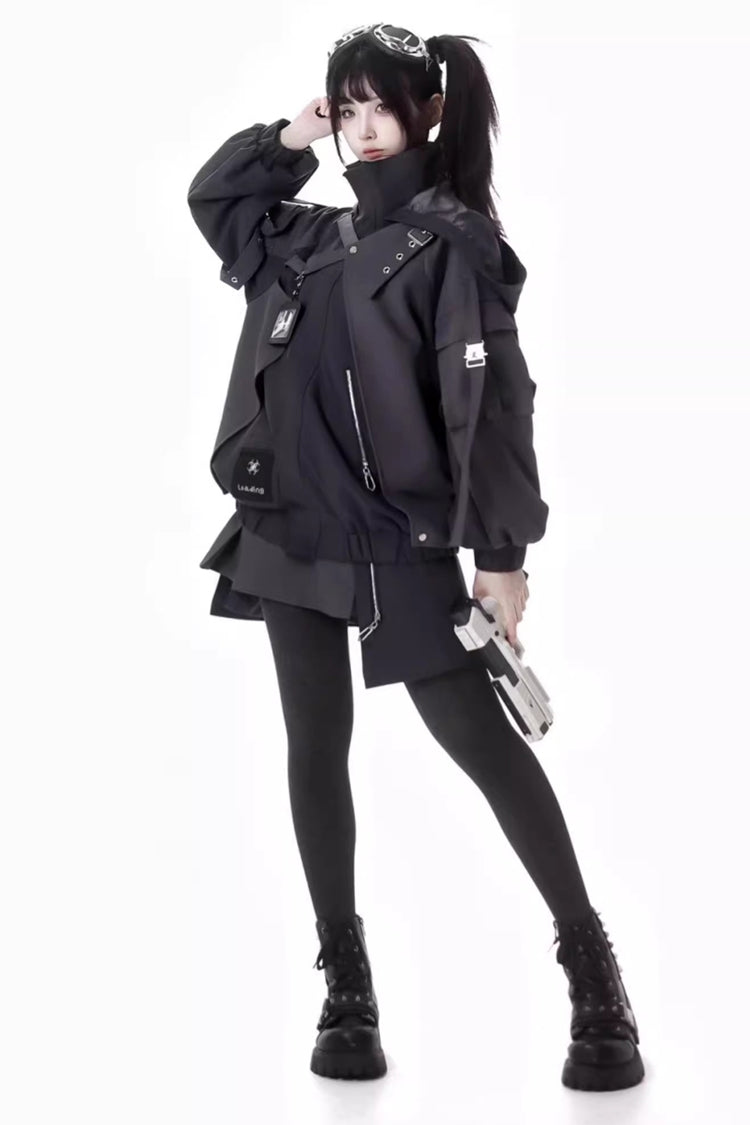 Black [Retrograde Orbit] Long Sleeves Gothic Ouji Lolita Skirt Coat Set