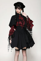 Black/Red Bat Collar Diamond Bat-Shaped Women's Gothic Capelet