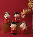 Chinese  Red Bride & Groom Wedding  figurines / Cake Toppers Set