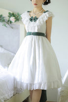White Round Collar Sleeveless Ruffle Bowknot Sweet Lolita Dress