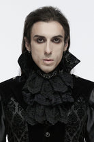 Black Multi-Layered Lace Mesh Men's Gothic Neckwear