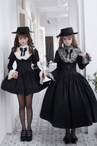 Black [Old Testament] Short Sleeves Ruffle Embroidery Bowknot Lace-Up Gothic Lolita Dress 2 Versions