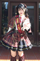 Red [Shōwa Little Idol] Lapel Collar Long Sleeves Ruffled Open-Front Bow Asymmetric Classic Lolita Skirt Set