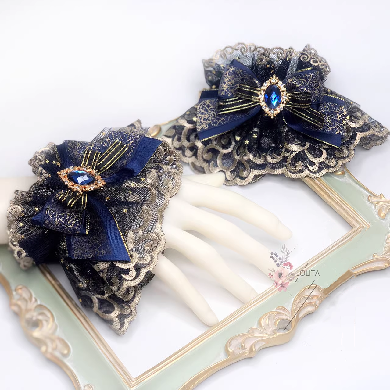 Gorgeous Lolita Cuffs Indigo Hand Sleeves Lolita Accessory