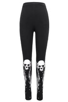 Black Punk Skull Wing Printed Womens Pants