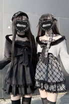 [Stardust Oath] Long Sleeves Printed Ruffled Lace Jirai Kei Japanese Dress Set 2 Colors