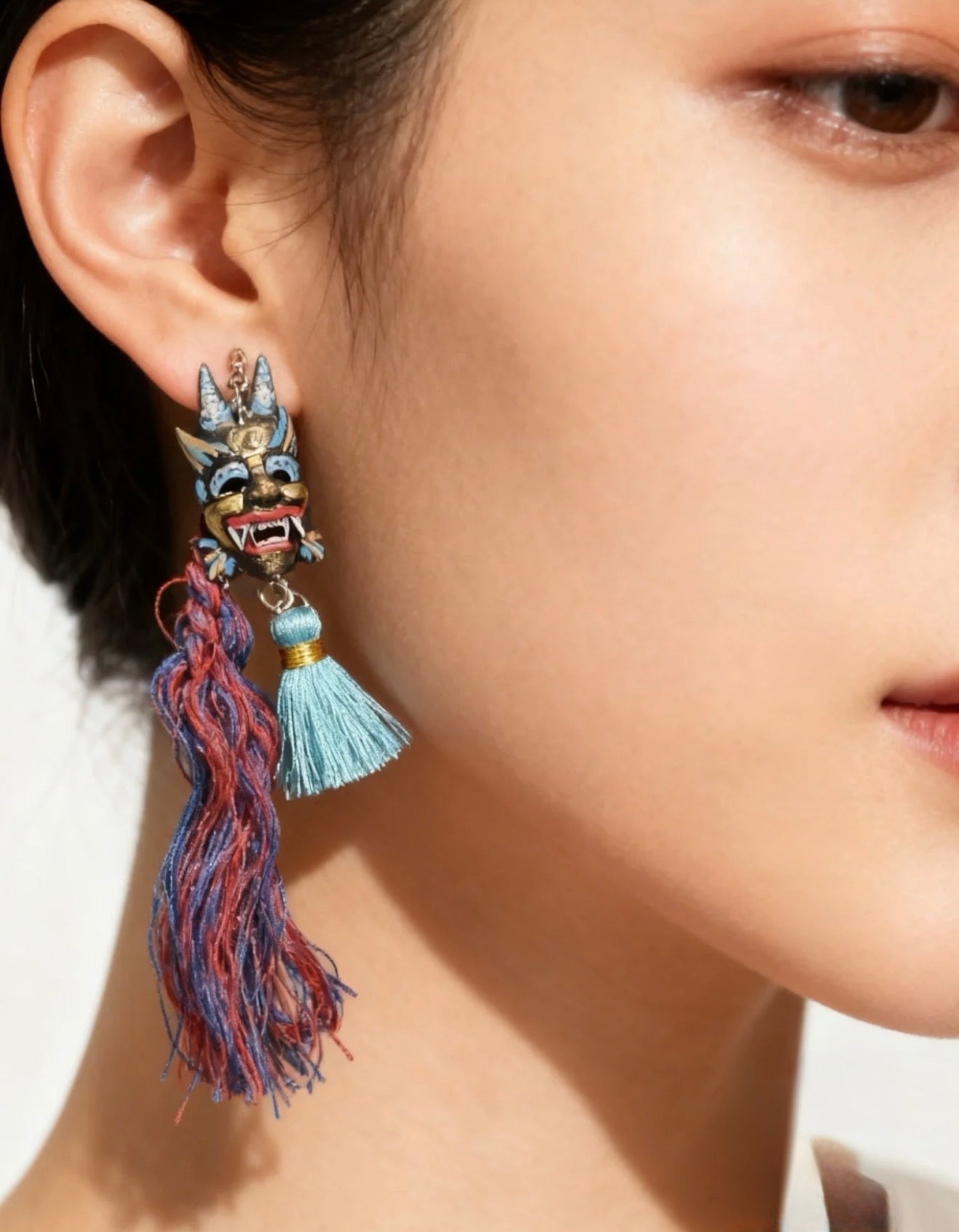 Imperial Lion Mask Tassel Earrings | Ancient China Jewelry