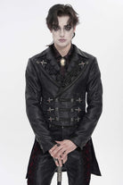 Black Lapel Collar Long Sleeves Lace-Up Slim Men's Gothic Handsome Double-Breasted Jacket