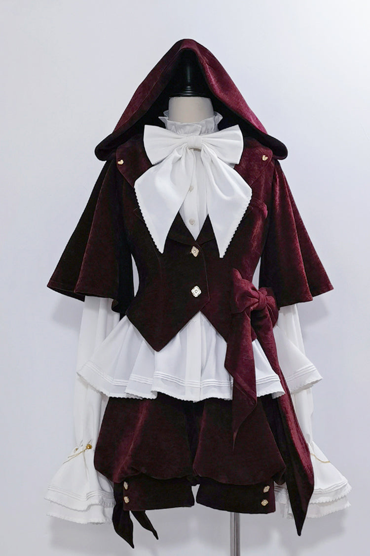 Red [Rabbit Hunt] Rabbit Ears Hooded Sweet Prince Handsome Ouji Lolita Coat